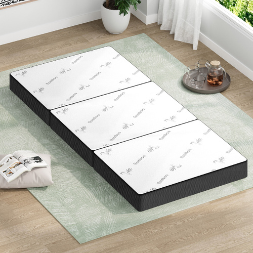 STARRY EUCALYPT Folding Mattress Mesh Bamboo Fabric Foldable Lounge Single
