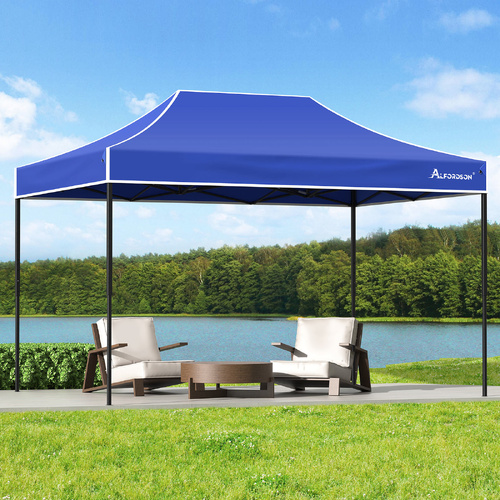ALFORDSON Gazebo 4.5x3m Pop Up Marquee 600D Oxford Folding Outdoor Tent Blue