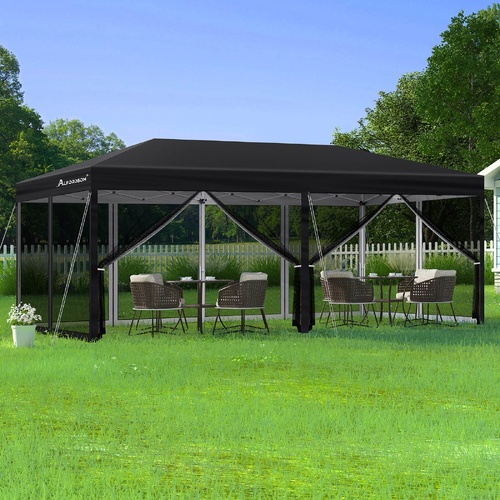 ALFORDSON Gazebo Pop Up Marquee 3x6m Outdoor Canopy Party Camping Mesh Black