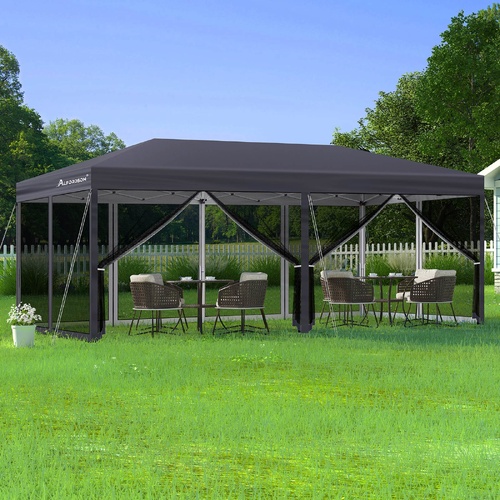 ALFORDSON Gazebo Pop Up Marquee 3x6m Outdoor Canopy Party Camping Mesh Wall Grey