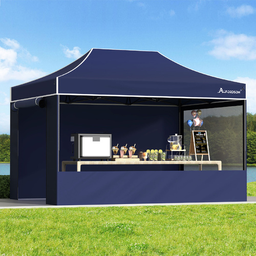 ALFORDSON Gazebo 4.5x3m Pop Up Marquee 600D Oxford Folding Camping Tent Navy