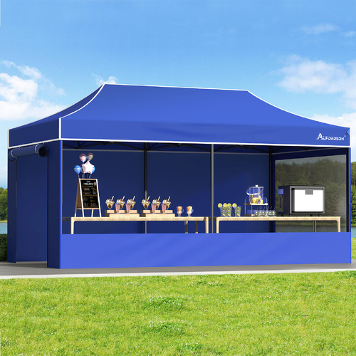 ALFORDSON Gazebo 3x6m Pop Up Marquee Camping Folding Tent 600D Oxford Blue