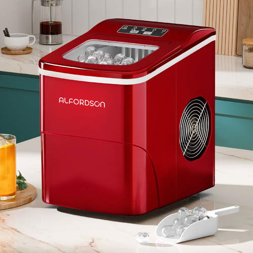 ALFORDSON Ice Maker Machine Commercial Portable 12kg Ice Cube Tray 2.2L Red