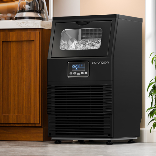 ALFORDSON Commercial Ice Maker Machine 38kg Ice Cube Stainless Steel Black