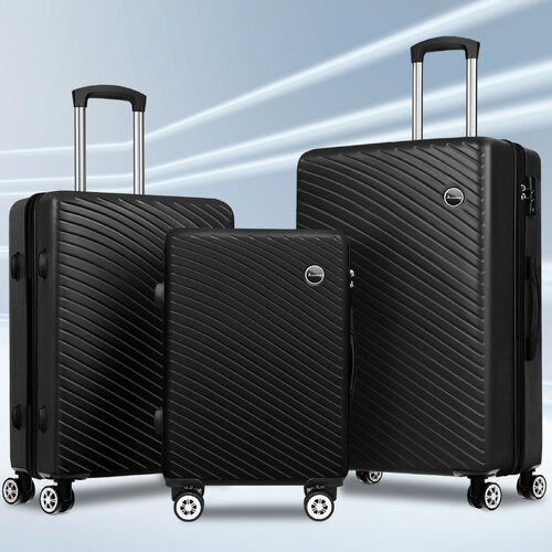 ALFORDSON Luggage 3PCS Set Suitcase Trolley TSA Carry on Hard Case Black