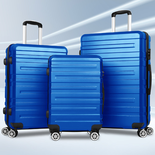 ALFORDSON Luggage 3PCS Set Suitcase Trolley TSA Carry on Hard Case Blue