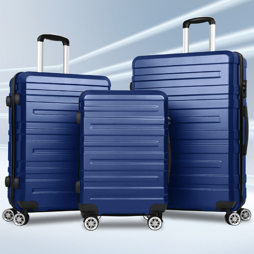 ALFORDSON Luggage 3PCS Set Suitcase Trolley TSA Carry on Hard Case Navy