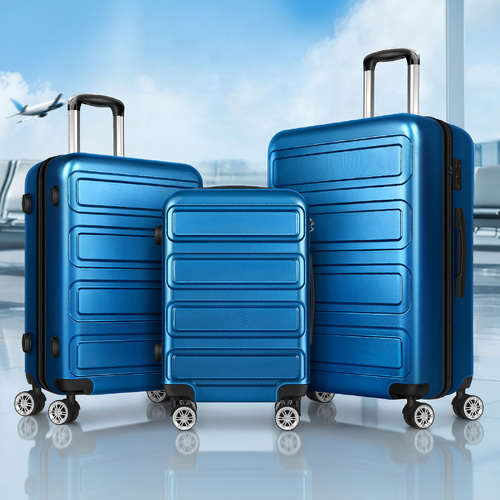 ALFORDSON Luggage 3PCS Set Suitcase Trolley TSA Carry on Hard Case Blue