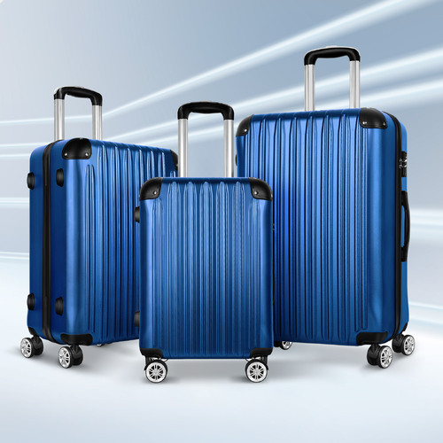 ALFORDSON Luggage 3PCS Set Suitcase Trolley TSA Carry on Hard Case Blue
