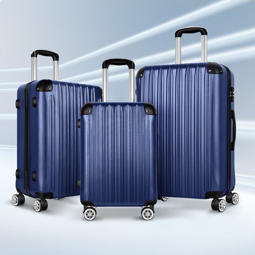 ALFORDSON Luggage 3PCS Set Suitcase Trolley TSA Carry on Hard Case Navy