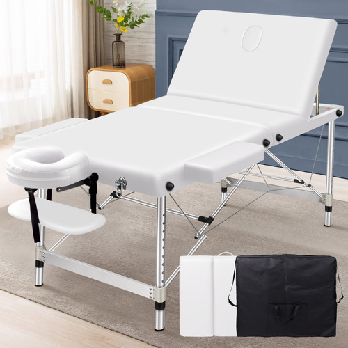 ALFORDSON Massage Table 3 Fold 65cm Foldable Portable Aluminium Lift Up Bed Desk