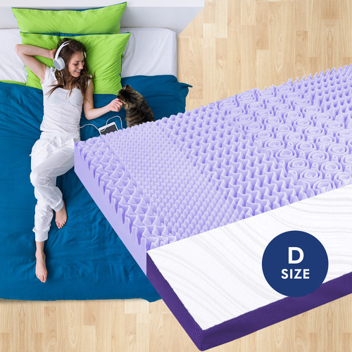 Memory Foam Mattress Topper Lavender Oil Aroma Bamboo Cover 7 Zone 8CM Double