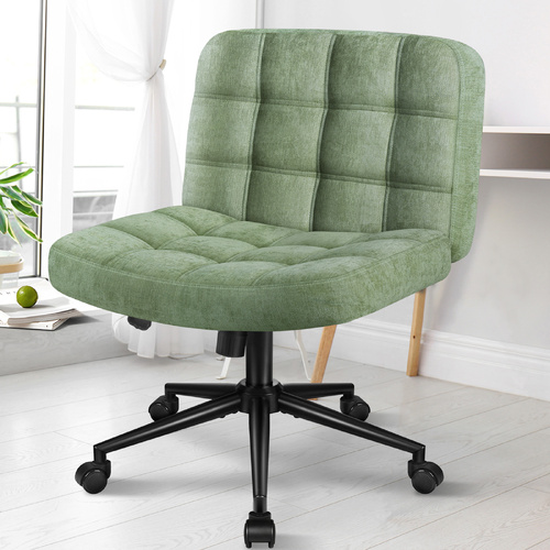 ALFORDSON Office Desk Chair Chenille Armless Wide Seat Mid Back Light Green