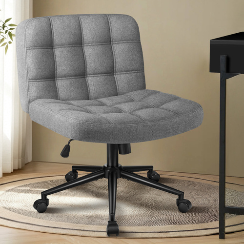 ALFORDSON Office Desk Chair Computer Armless Wide Seat Mid Back Fabric Grey