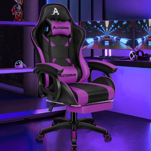 ALFORDSON Gaming Office Chair Racing Massage Computer Seat Footrest Leather