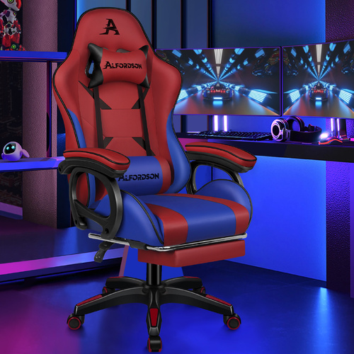 ALFORDSON Gaming Office Chair Racing Massage Computer Seat Footrest Leather
