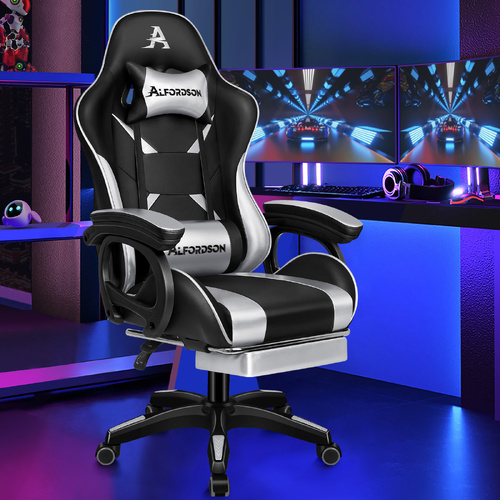 ALFORDSON Gaming Office Chair Racing Massage Computer Seat Footrest Leather