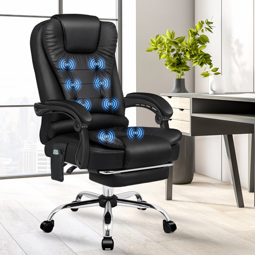 ALFORDSON Massage Office Chair Executive Heated Seat Gaming Racer PU Leather