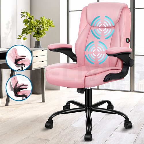 ALFORDSON Massage Office Chair Executive Computer Gaming Seat PU Leather Pink