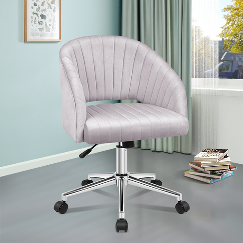 ALFORDSON Velvet Office Chair Swivel Armchair Work Seat Adult Kids Grey