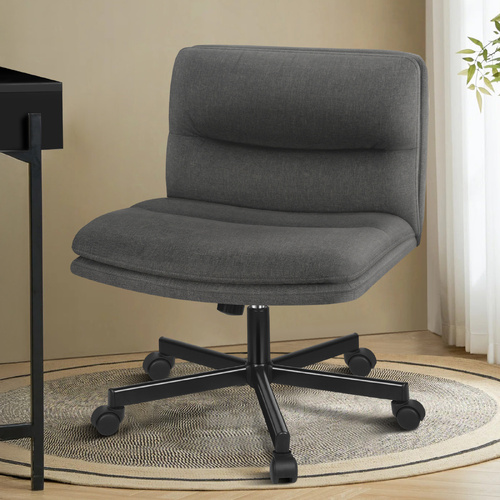 ALFORDSON Desk Chair Office Computer Armless Wide Seat Mid Back Fabric Grey