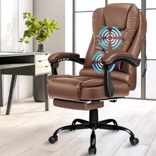 ALFORDSON Massage Office Chair Executive Gaming PU Leather Work Seat Brown