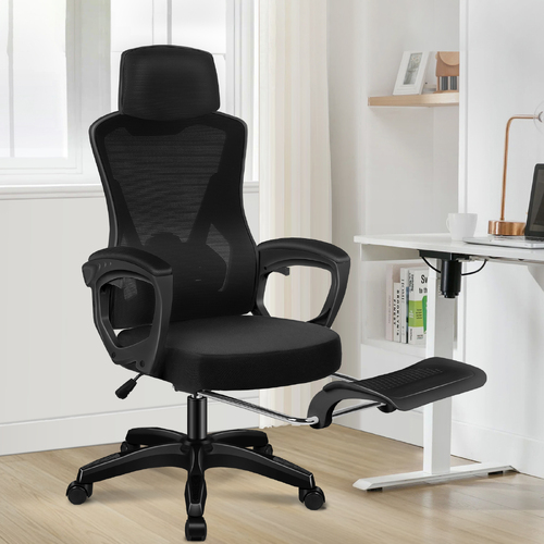 ALFORDSON Mesh Office Chair Racing Executive Computer Fabric Seat Recliner Work All Black