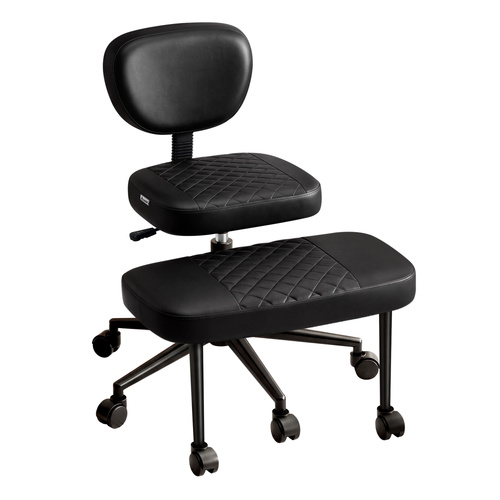 ALFORDSON Cross Legged Office Chair Kneeling Adjustable Swivel Leather Black