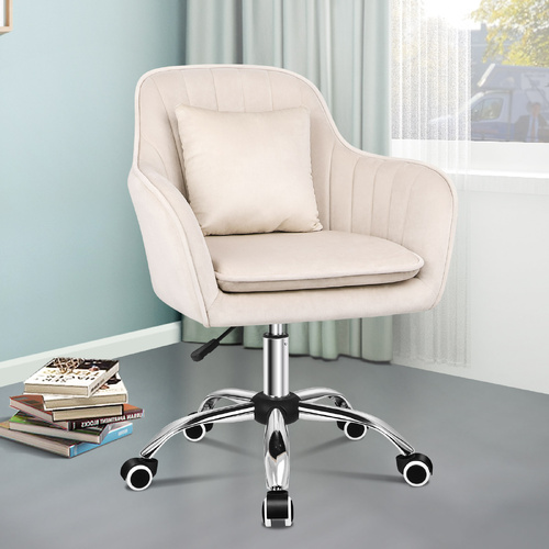 ALFORDSON Velvet Office Chair Computer Swivel Armchair Work Adult Kids Beige