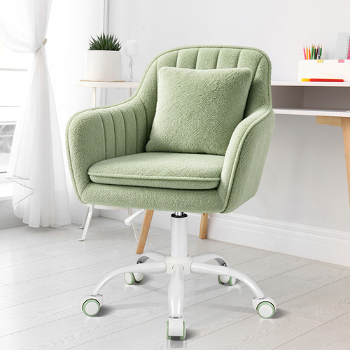 ALFORDSON Sherpa Fleece Office Chair Computer Swivel Armchair Adult Kids Green