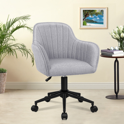 ALFORDSON Office Chair Fabric Armchair Computer Swivel Adult Kids Light Grey
