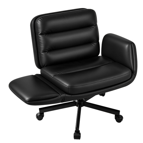 ALFORDSON Criss Cross Legged Office Chair Adjustable Armrests Leather Black
