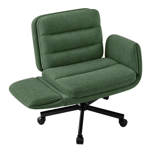 ALFORDSON Criss Cross Legged Office Chair Adjustable Armrests Chenille Green