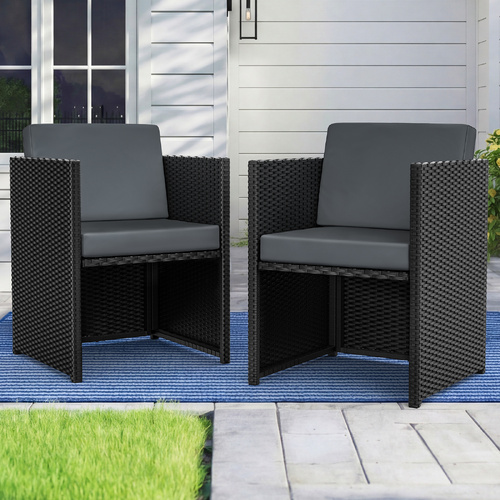 ALFORDSON 2x Outdoor Dining Chairs Patio Garden Lounge Chair Wicker Furniture