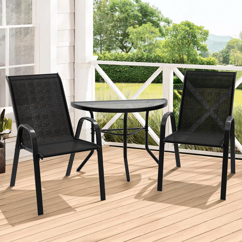 ALFORDSON 3PCS Outdoor Furniture Patio Table and Chairs Garden Bistro Set Black