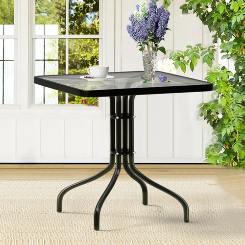 ALFORDSON Outdoor Furniture Patio Coffee Side Table Garden 60CM Square Black