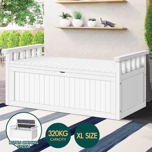 ALFORDSON Outdoor Storage Box Wooden Garden Bench Chest Tool Sheds White XL