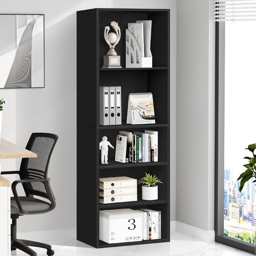 ALFORDSON Office Storage Cabinet 5 Shelves Bookcase Tallboy Bedroom Black