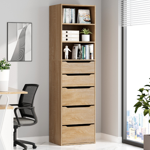 ALFORDSON Chest of 5 Drawers Office Storage Cabinet Tallboy Bedroom Wood