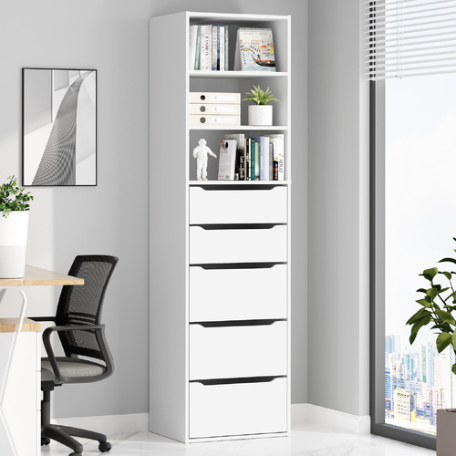 ALFORDSON Chest of 5 Drawers Office Storage Cabinet Tallboy Bedroom White