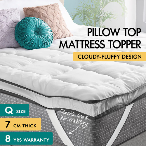 STARRY EUCALYPT Mattress Topper Pillowtop Luxury Bedding Mat Pad Cover Queen Size 7cm