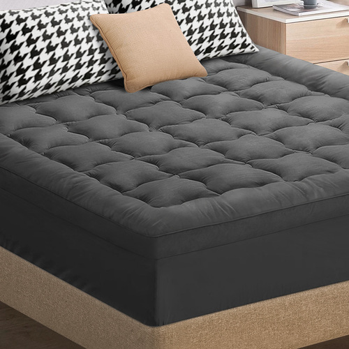 STARRY EUCALYPT Bamboo Charcoal Pillowtop Mattress Topper Underlay Pad Cover Single 7cm