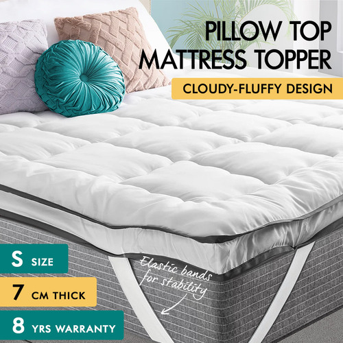 S.E. Mattress Topper Pillowtop Luxury Bedding Mat Pad Cover Single Size 7cm