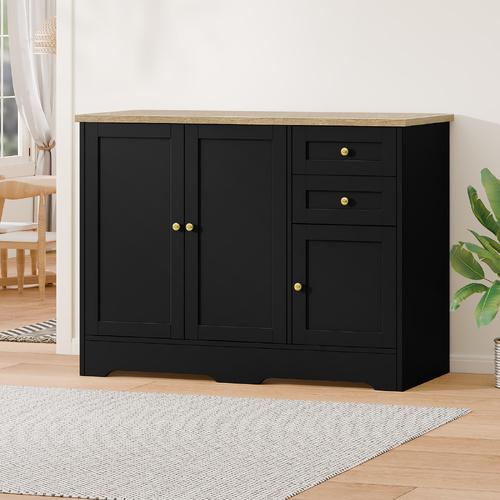 ALFORDSON Buffet Sideboard Cupboard Cabinet 3 Doors Pantry Storage Drawers Black