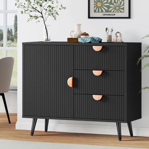 ALFORDSON Buffet Sideboard Cabinet Storage Cupboard Kitchen Black Doors Drawers