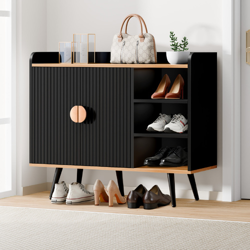 ALFORDSON Shoe Cabinet Organiser Storage Rack Drawer Shelf 18 Pairs Black