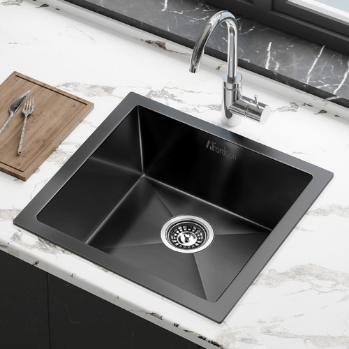 ALFORDSON Kitchen Sink Stainless Steel Drop in Flush Under Mount 440X440MM Black
