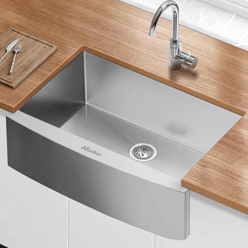 ALFORDSON Farmhouse Kitchen Sink Basin Stainless Steel Under Mount Single Bowl 810X500MM