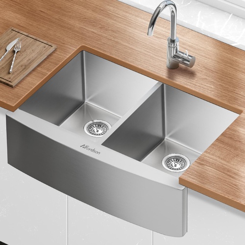 ALFORDSON Farmhouse Kitchen Sink Basin Stainless Steel Under Mount Double Bowl 810X500MM