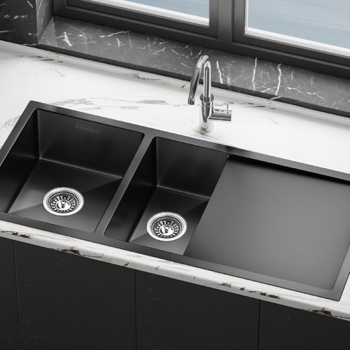 ALFORDSON Kitchen Sink Stainless Steel Drop in Flush Under Mount 100X45CM Black